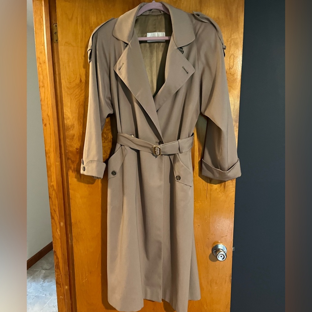 Jones New York 80s Oversized Double breasted Trench Coat Khaki M Medium